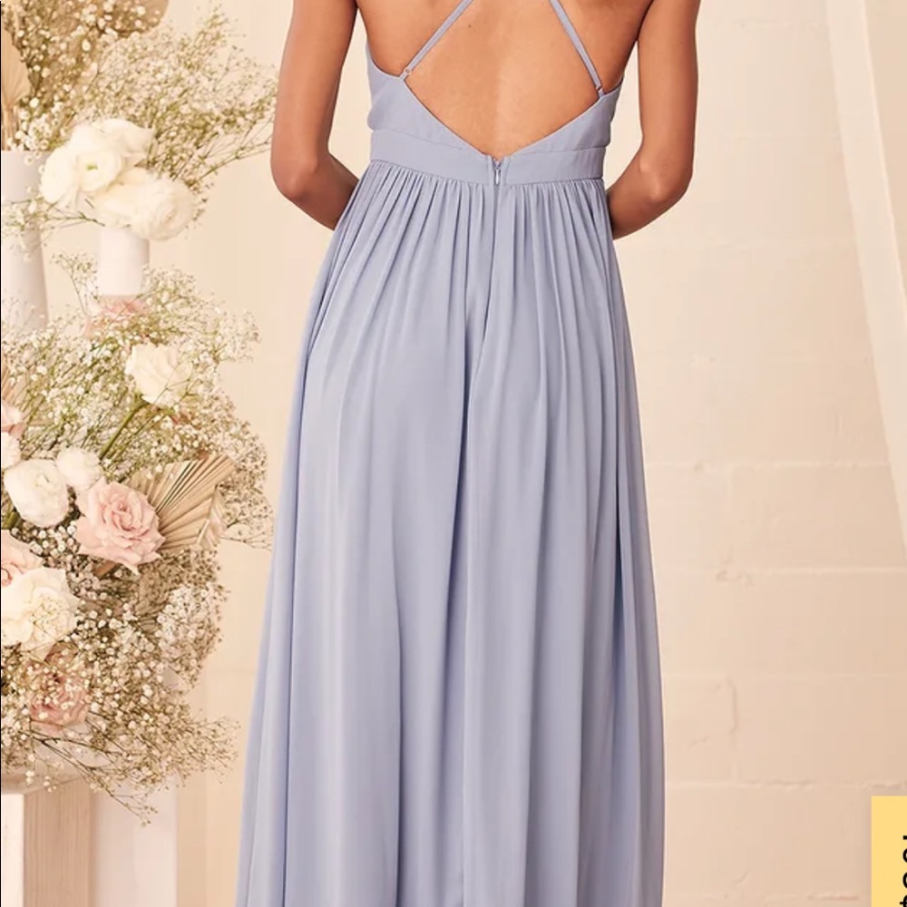 Lulu’s Ballroom Bliss Slate Blue Pleated Maxi Dress - Picture 3 of 6